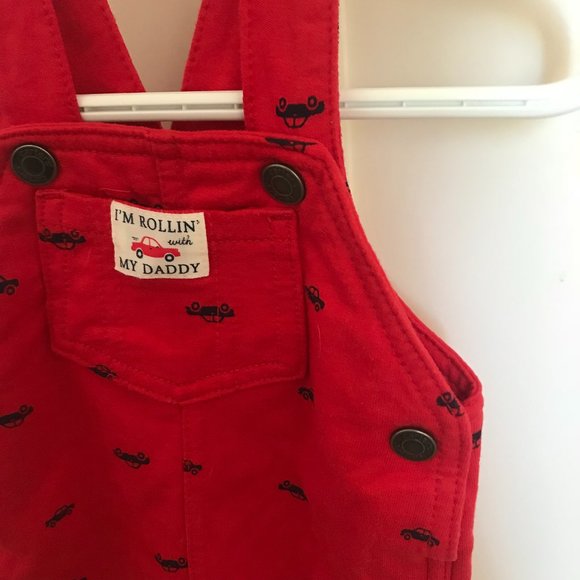 🎉2/$30 SALE🎉Carter's Red Car Overalls - 12 M - Picture 2 of 3